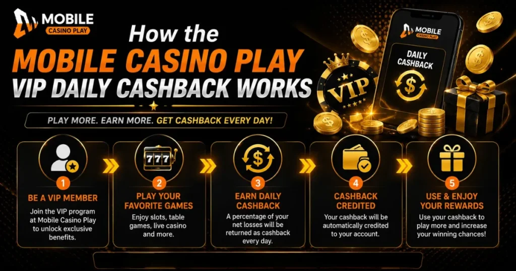 image of how the mobile casino play vip daily cashback works