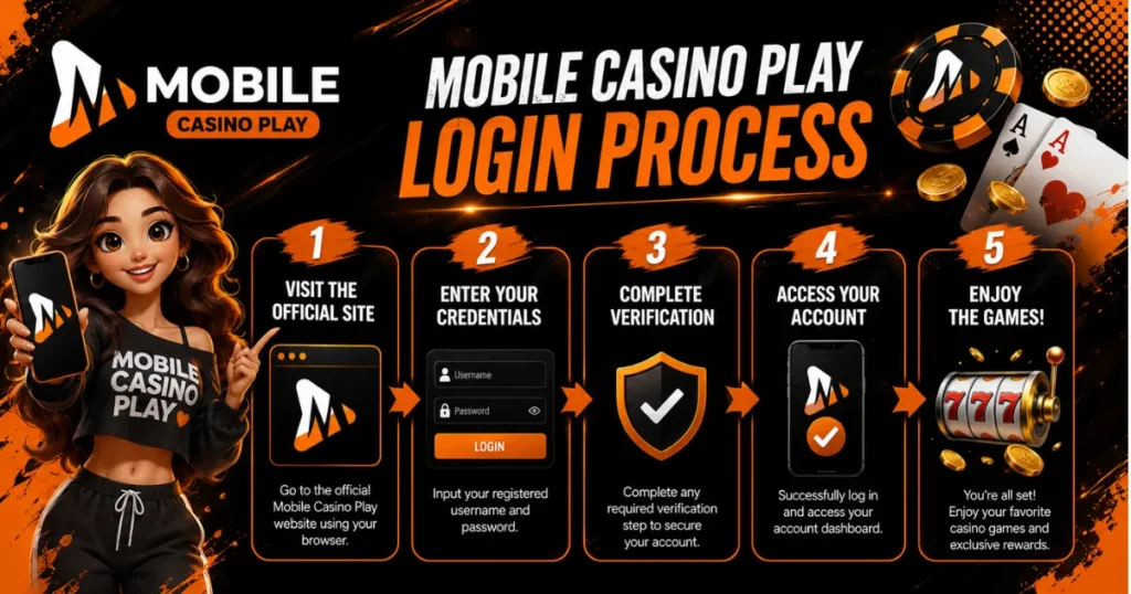 image of mobile casino play login process